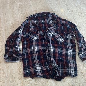 A Bayer California multi colored plaid button up shirt  super soft (MeDIUM)